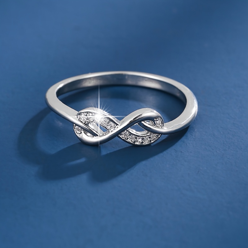 Women's Knot Pattern Zirconia Ring Copper Band Everyday Jewelry